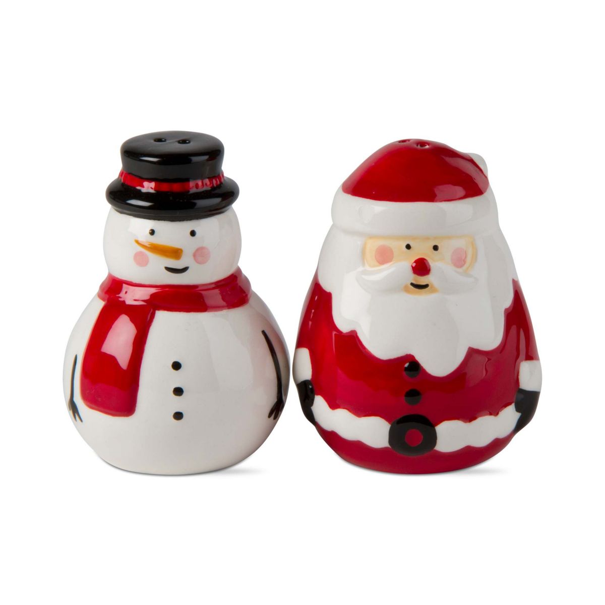 Jolly Santa & Snowman Christmas Salt and Pepper Shakers Set Of 2