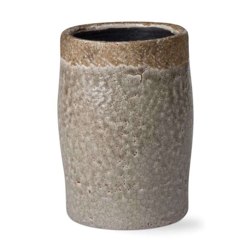 Crackle Glazed Rustic Vase Tall Gray