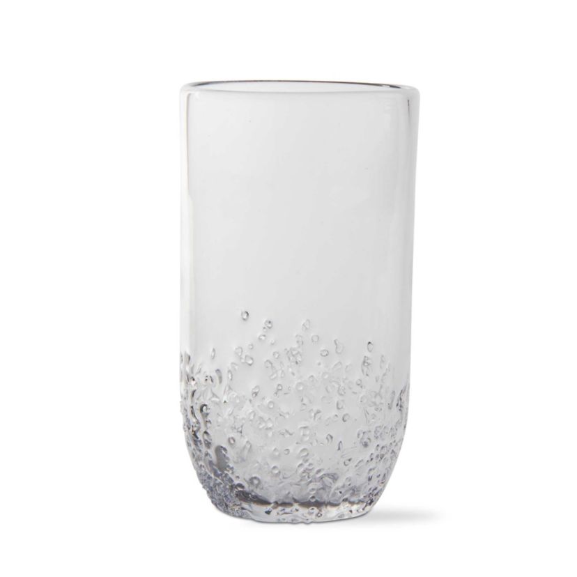 Texture Hand Blow Clear Glass Ice Tumbler 18 oz. Dishwasher Safe
