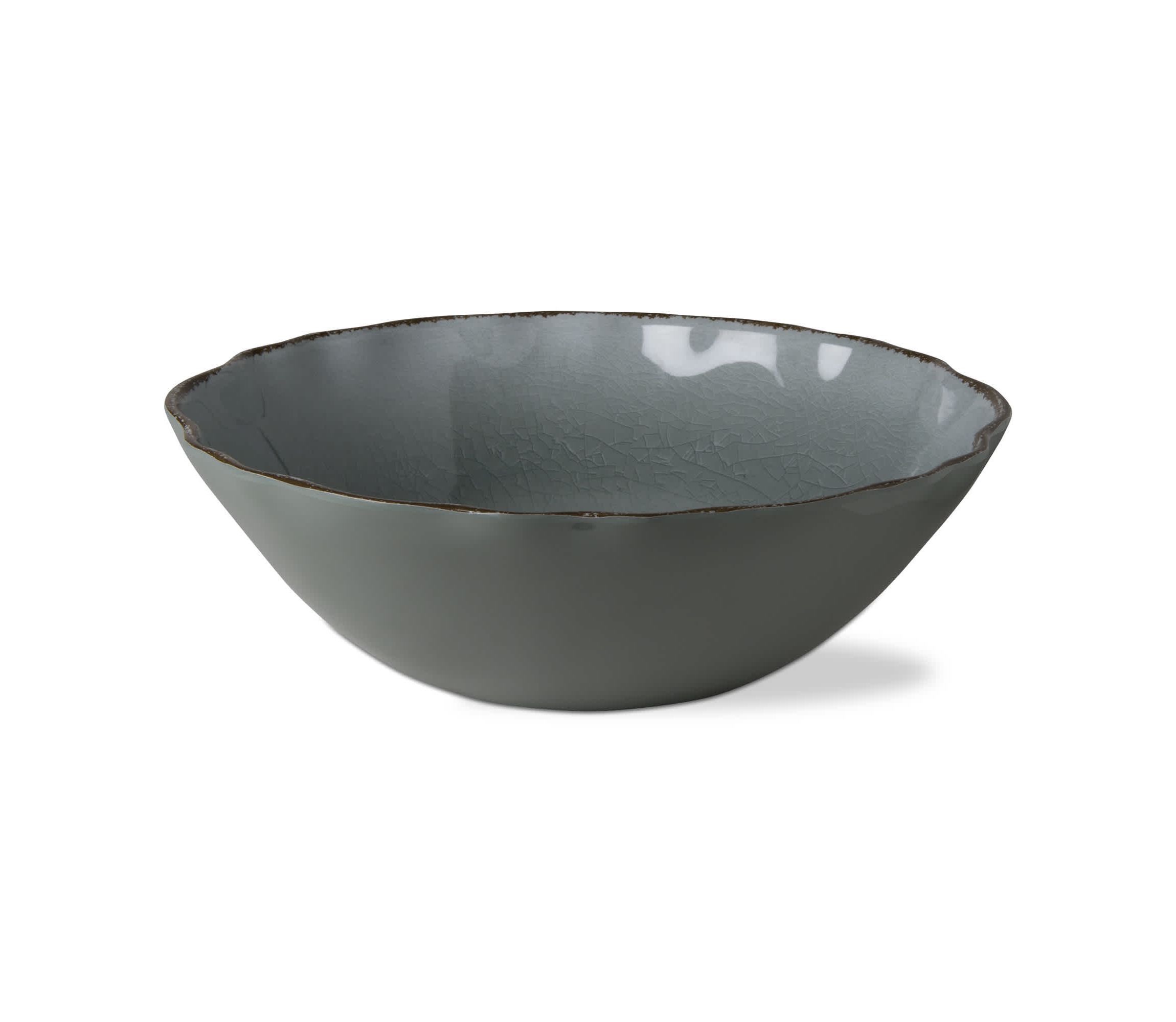 11.8"x11.8" Veranda Cracked Glazed Solid Wavy Edge Melamine Plastic Serveware Dinnerware Bowl Dishwasher Safe Indoor Outdoor Slate Blue