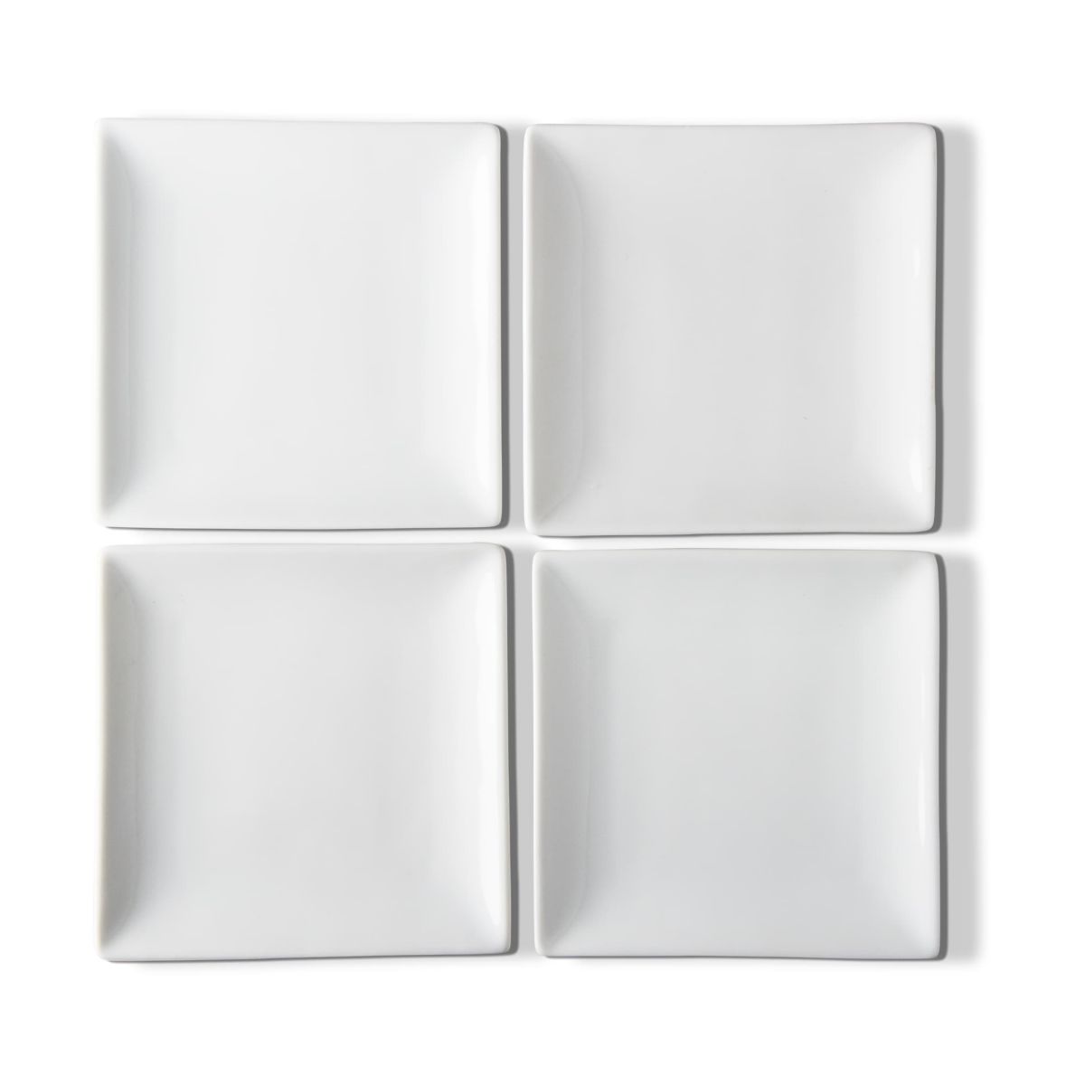Whiteware Square Plate Set Of 4 Porcelain Dinnerware Serving Plate 5 inch Dishwasher Safe