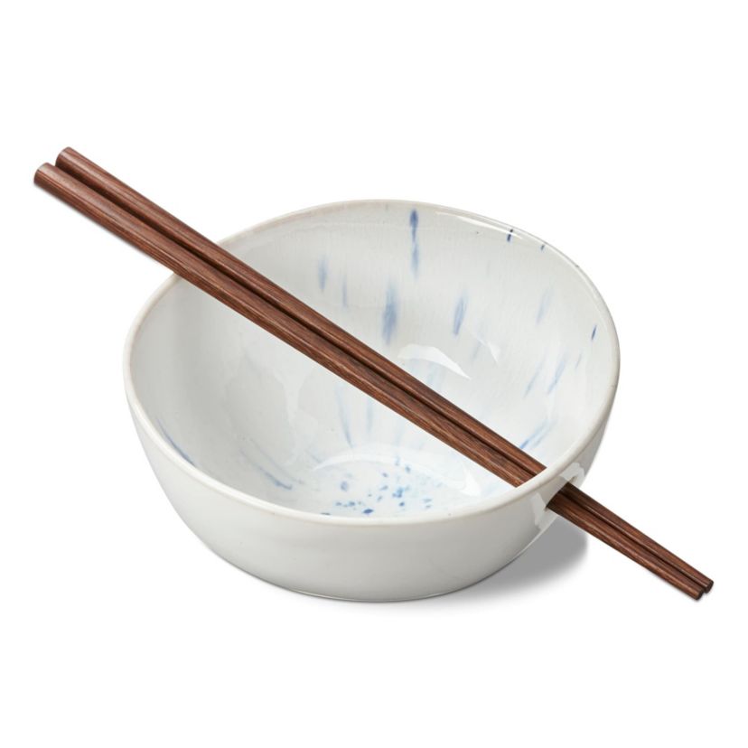 16 oz. Osaka Printed Stoneware Noodle Bowl with Bamboo Chop Sticks 3.9L x 3.9W x 5.0H.