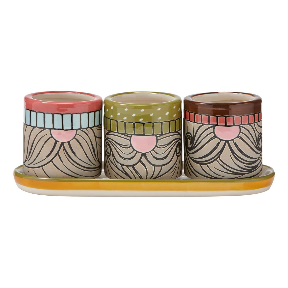 Gnome Mini Planters Set Of 3 With Tray