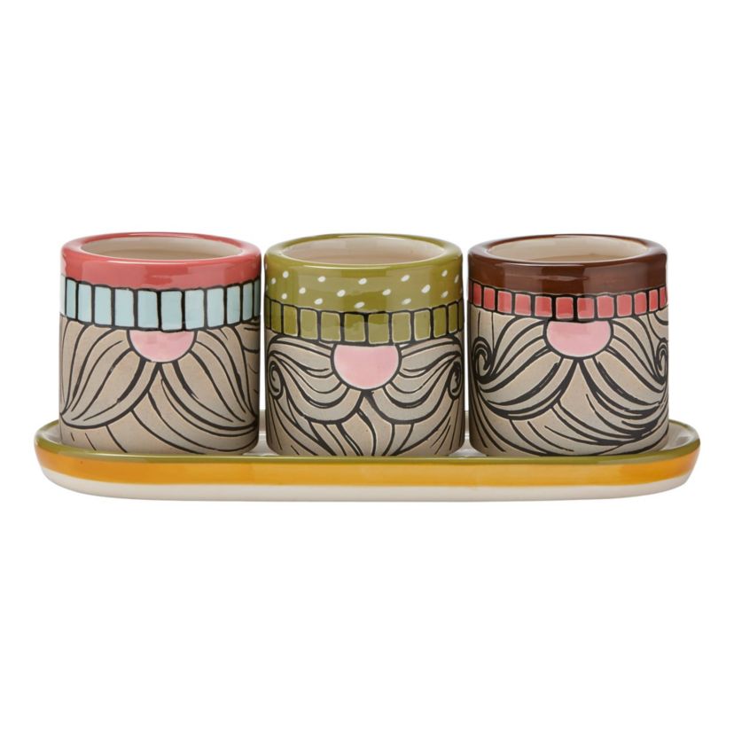 Gnome Mini Planters Set Of 3 With Tray