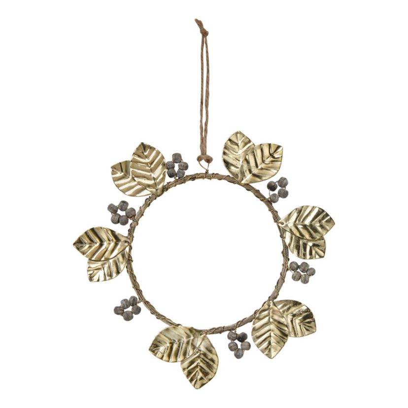 7-inch Gold Handcrafted Metal Wreath Hanging Decoration Tree Ornament Bottle Charm