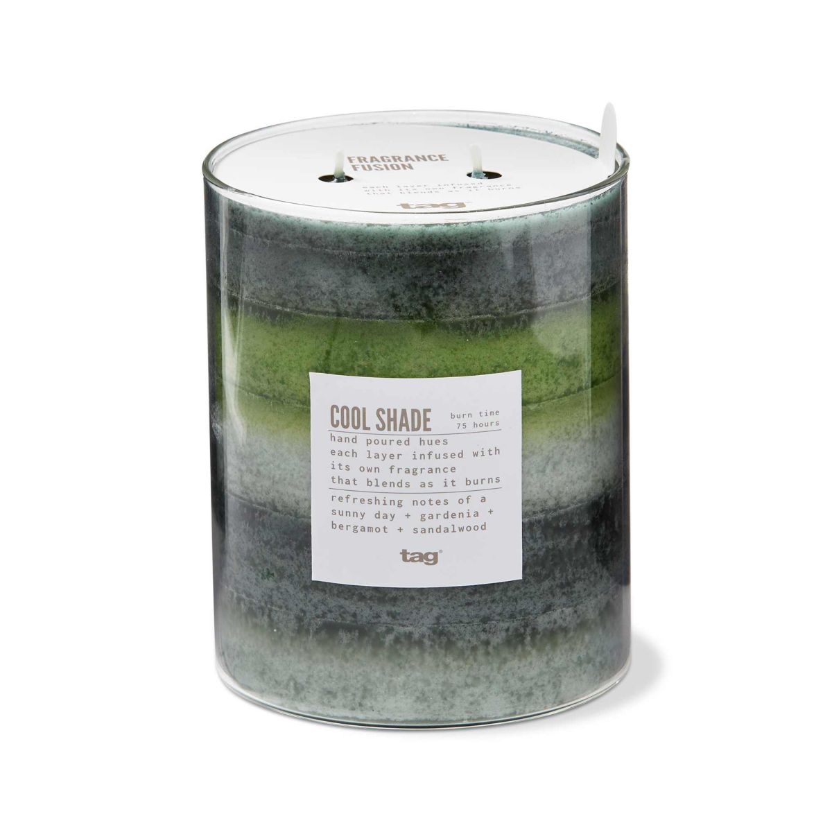 Cool Shade Themed Scented Paraffin Wax Pillar Candle Wide Green 4x5 inch Burn Time 75 Hours