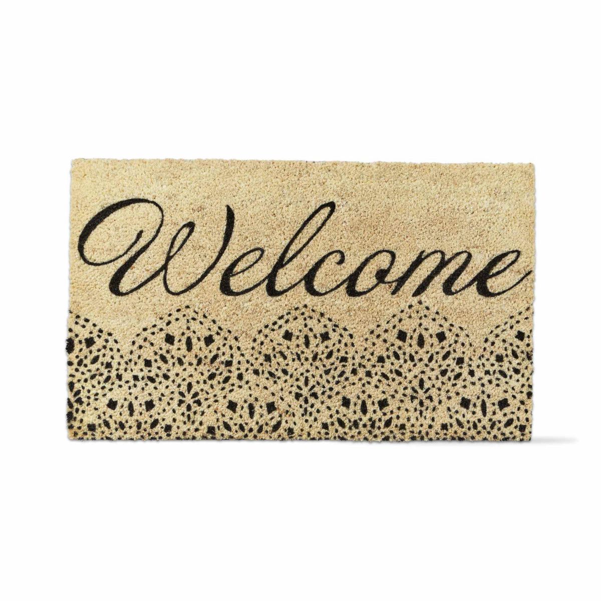 Tag 16" x 26" Welcome Sentiment Fan Print Coir Mat Rectangle Indoor and Outdoor Coir Door Welcome Mat Beige