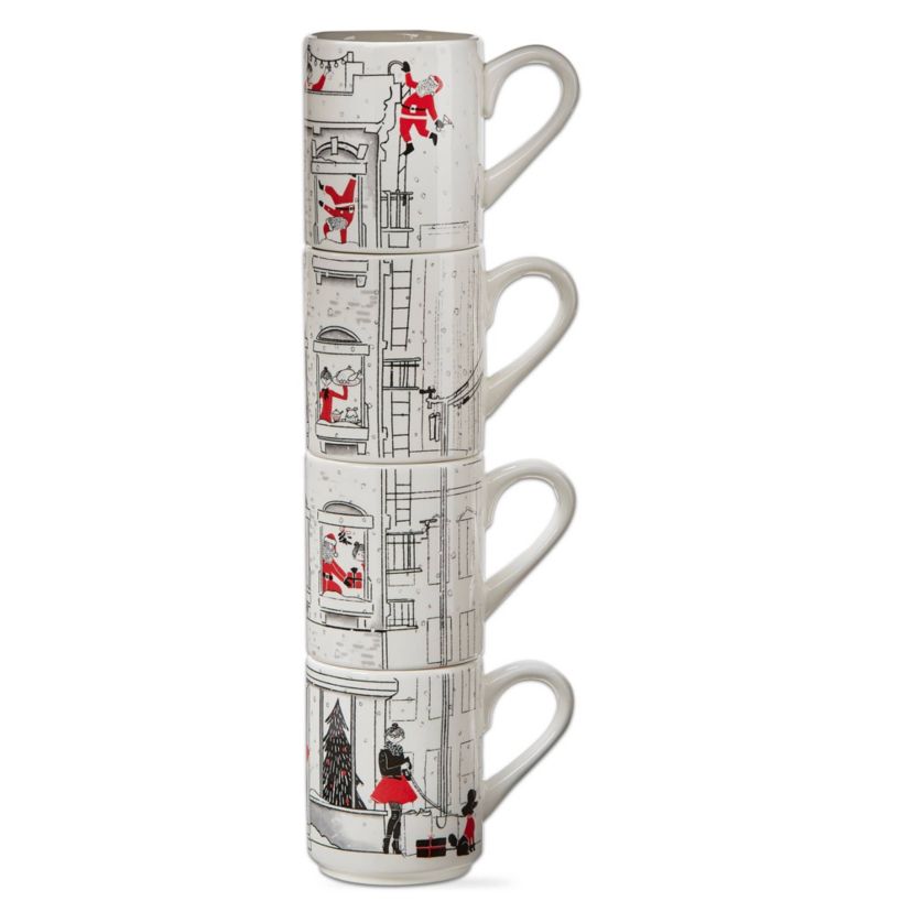 Santa Cityscape Stacking Mug Set Of 4