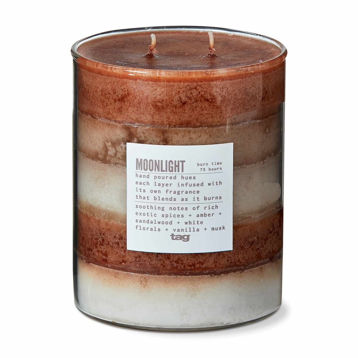 Moonlight Themed Scented Paraffin Wax Pillar Candle Large Brown 4x5 inch Burn Time 75 Hours