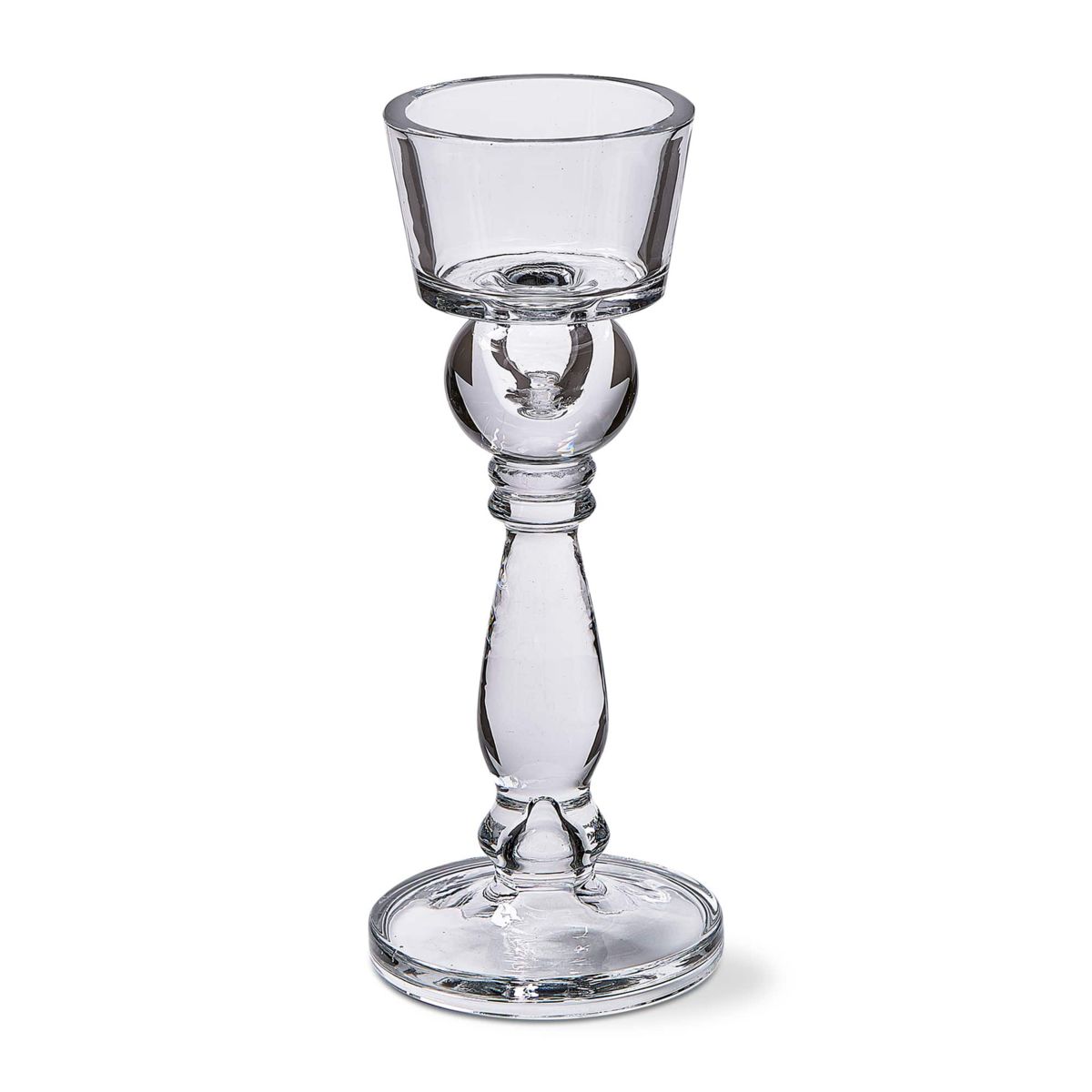 Clarity Clear Glass Reversible Taper and Pillar Candle Holder 5.2L x 5.2w X 12.4H inches
