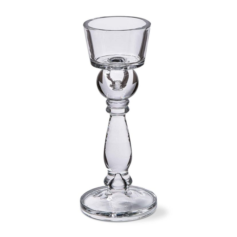 Clarity Clear Glass Reversible Taper and Pillar Candle Holder 5.2L x 5.2w X 12.4H inches