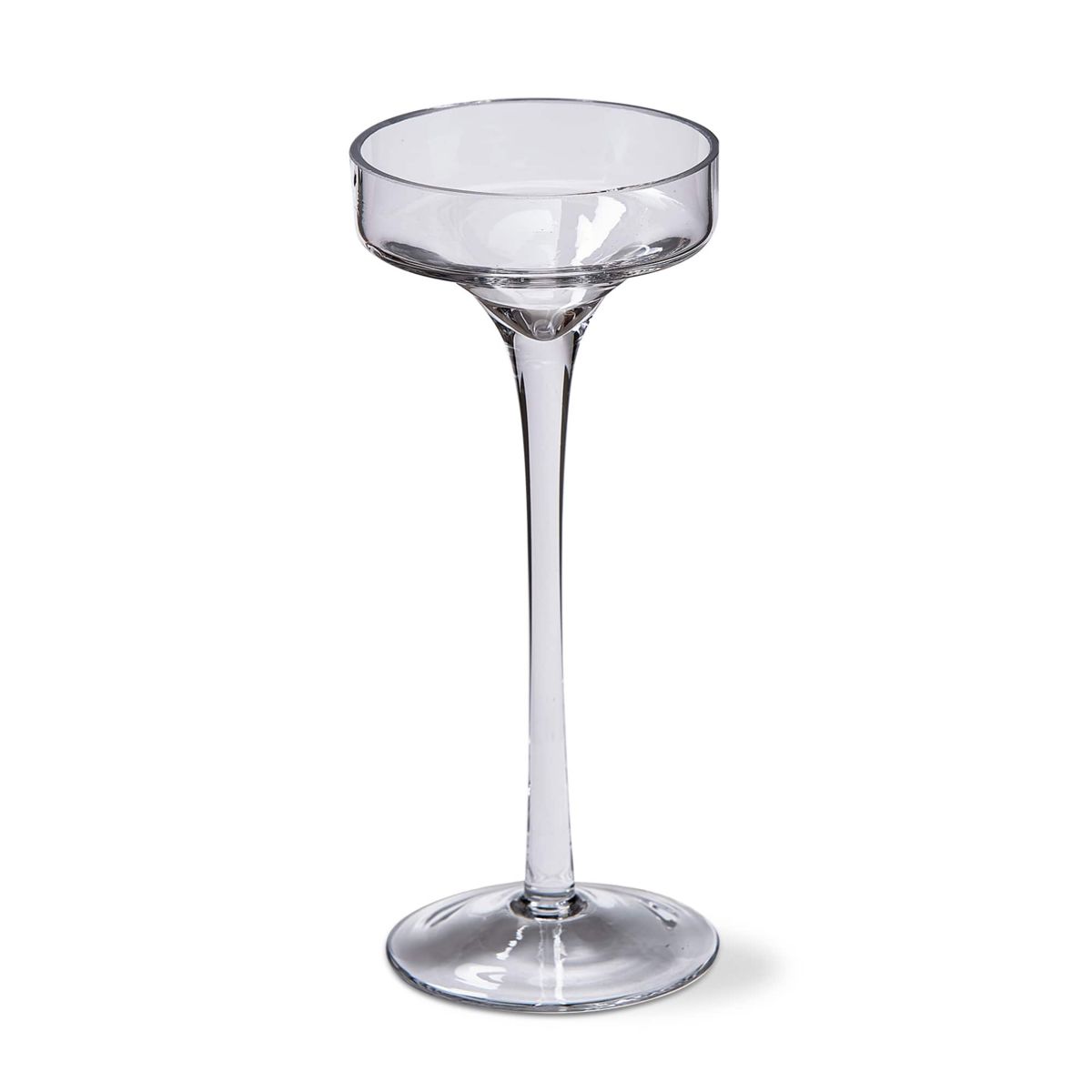 Paloma Pulled Clear Glass Stem Pillar Candle Holder Medium 3.5L x 3.5W x 8.3H inches