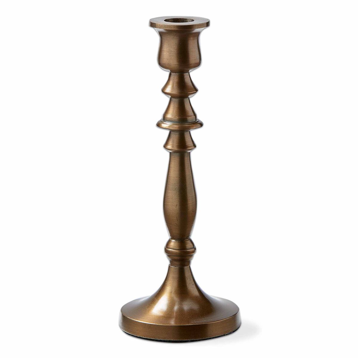 Antique Brass Cast Aluminum Francesca Taper Candle Holder Large 3.5L x 3.5W x 9.0H inches