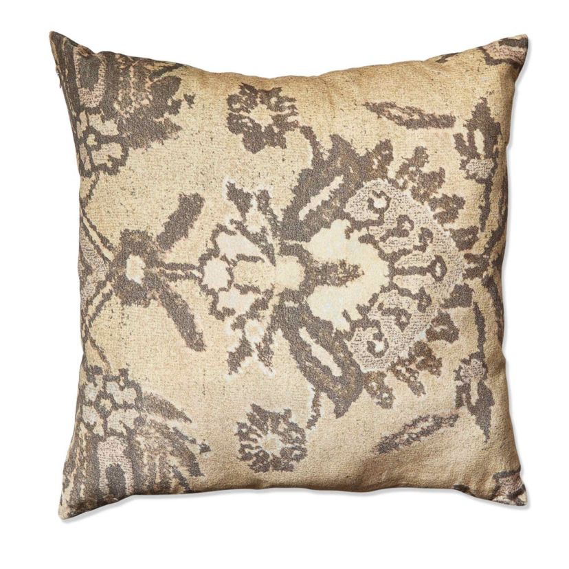 22"x22" Beige Kilim Digital Print Velvet Cotton Accent Decorative Throw Pillow Poly Filled Removable Insert Square