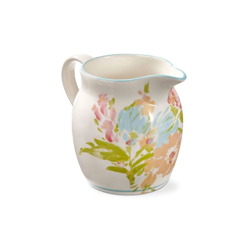 Bloom & Blossom Large Ceramic Beverage Pitcher - 80oz, Multicolor, Perfect for Spring & Summer Entertaining