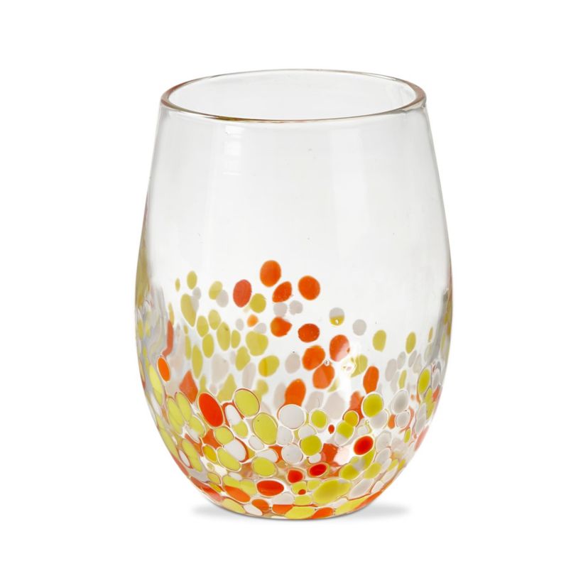 16 oz. PebbleGlass  Stemless Wine Orange Multi Dishwasher Safe Beverage Glassware  Dinner Party Wedding Resturant