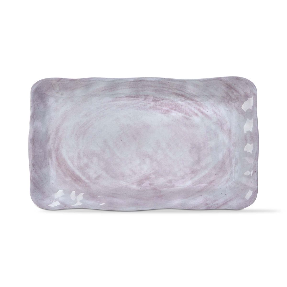 17.3L in. x 11W in. Merida Cracked Glazed Solid Melamine Plastic Serveware Dinnerware Platter Dishwasher Safe Indoor Outdoor Rectangle White