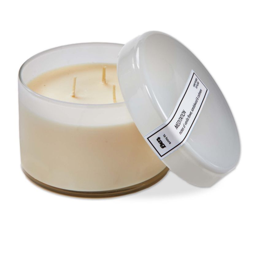Meditation Scented Soy Paraffin Wax Candle With Lid 4.5L x 4.5W x 3.0H Burn Time 16 Hours