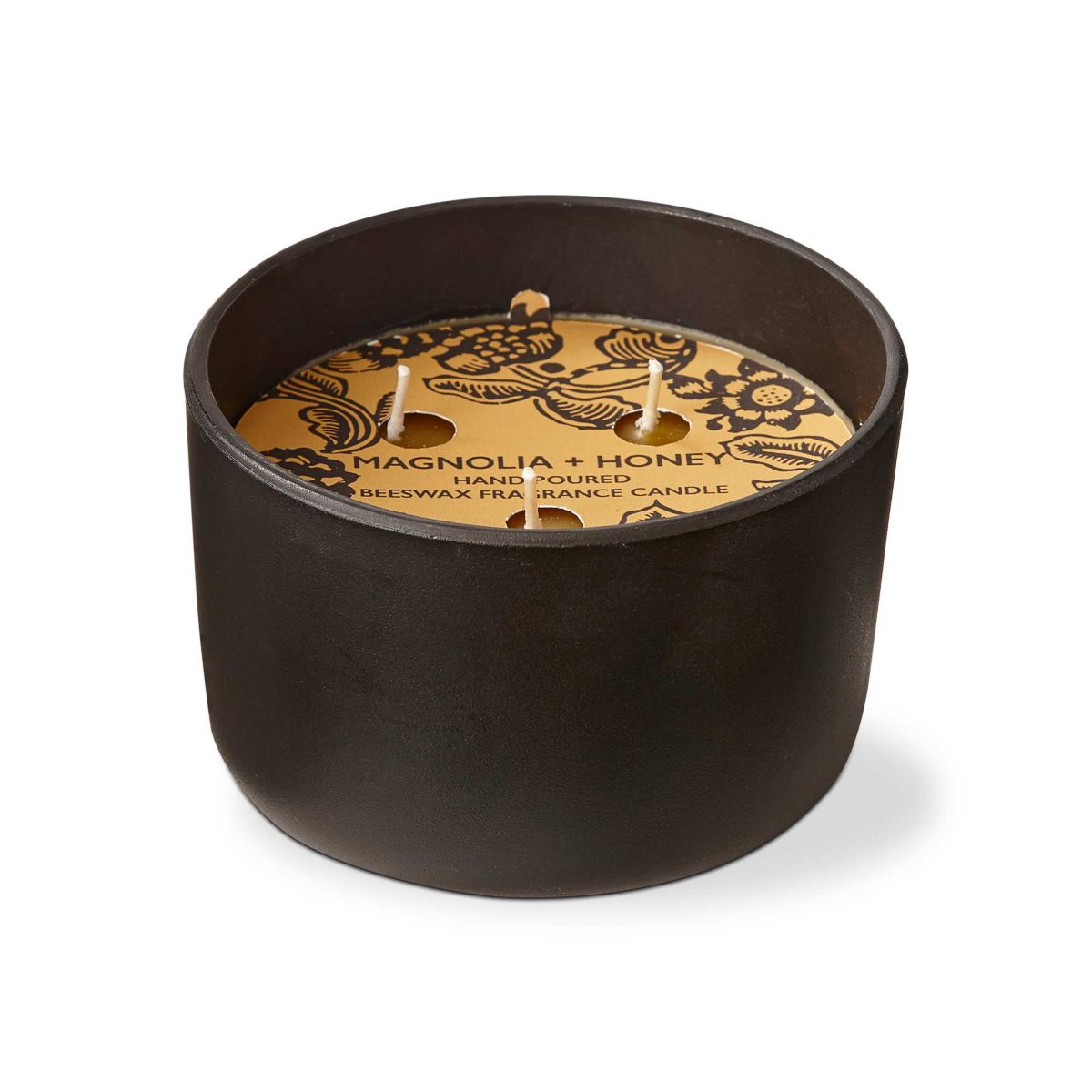 Magnolia Honey Beeswax Scented Candle in Black Glass Container 5.0L x 5.0W x 3.0H Burn Time 20 Hours