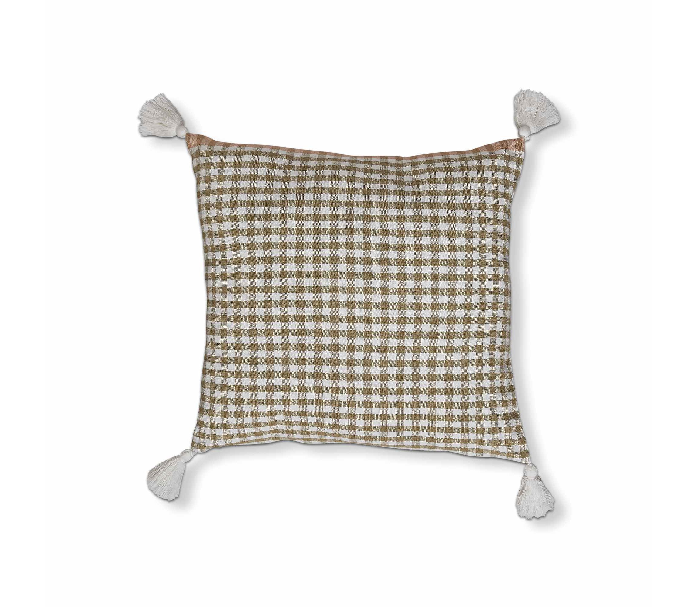 22" x 22" Green Gingham Throw Pillow