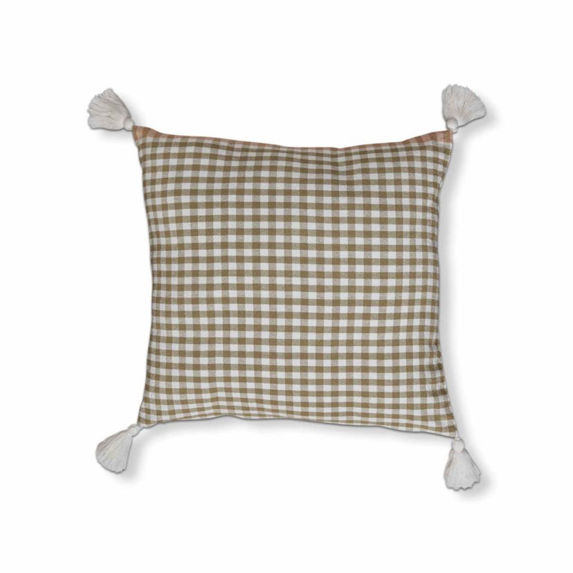 22" x 22" Green Gingham Throw Pillow