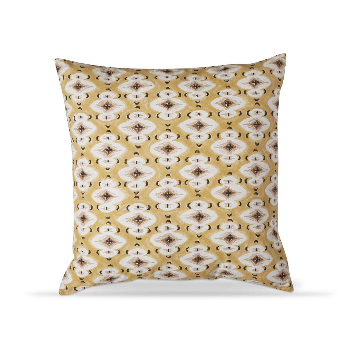 22"x22" Diamond Block Print Cotton Accent Decorative Throw Pillow Poly Filled Removable Insert Square Yellow