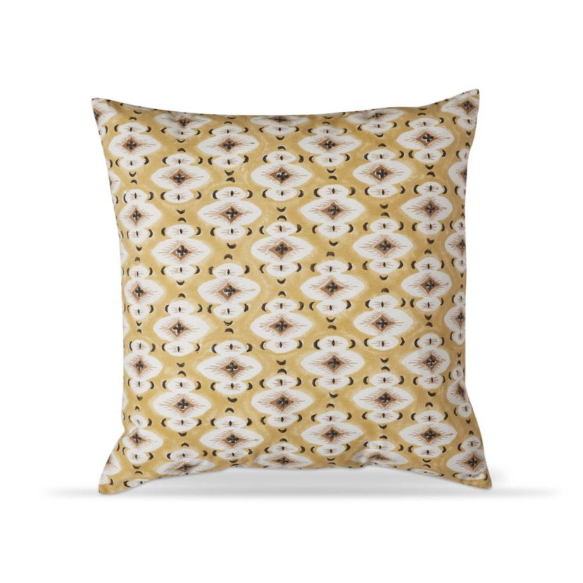 22"x22" Diamond Block Print Cotton Accent Decorative Throw Pillow Poly Filled Removable Insert Square Yellow