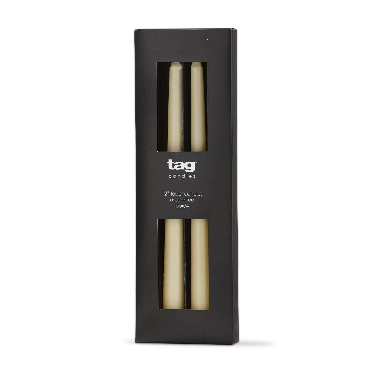 tag Color Studio 12" Traditional Taper Unscented Smokeless Paraffin Wax Candle Ivory Set of 4 Burn Time 8 hrs.