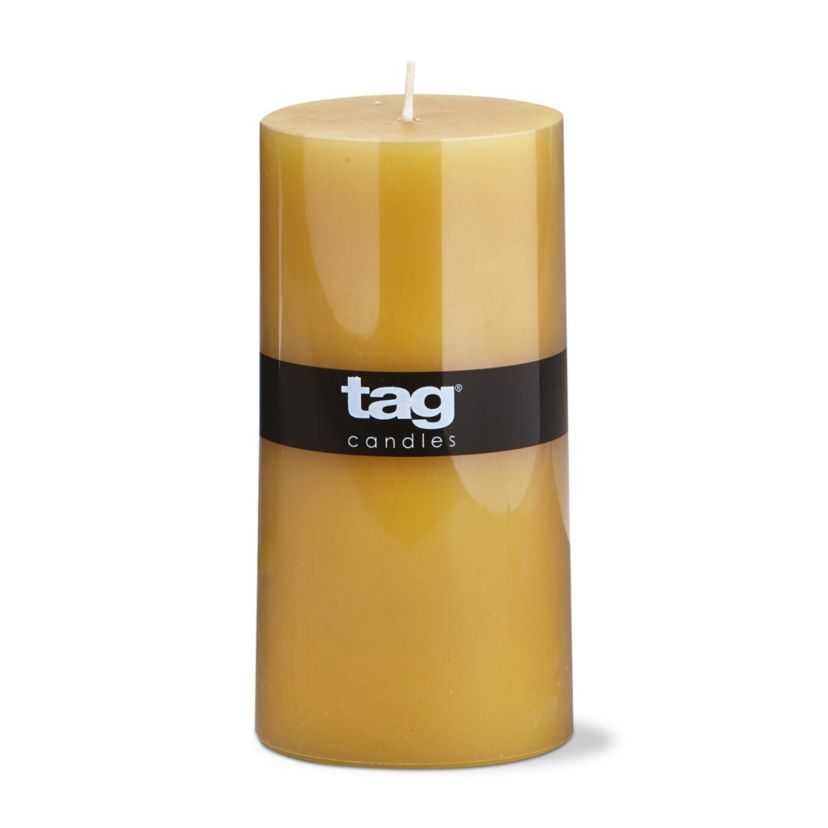 tag Color Studio 3X6 Pillar Ochre Yellow Smokeless Paraffin Wax Burn Time 85 Hours