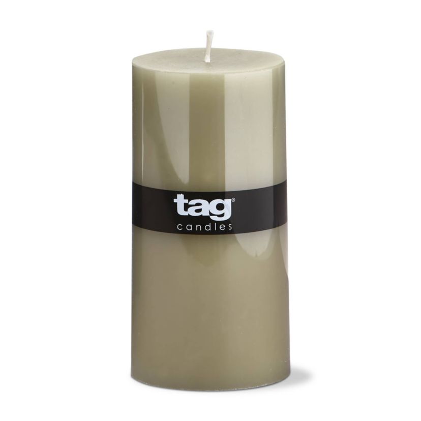 tag Color Studio 3X6 Pillar Candle Sage Green Smokeless Paraffin Wax Burn Time 85 Hours