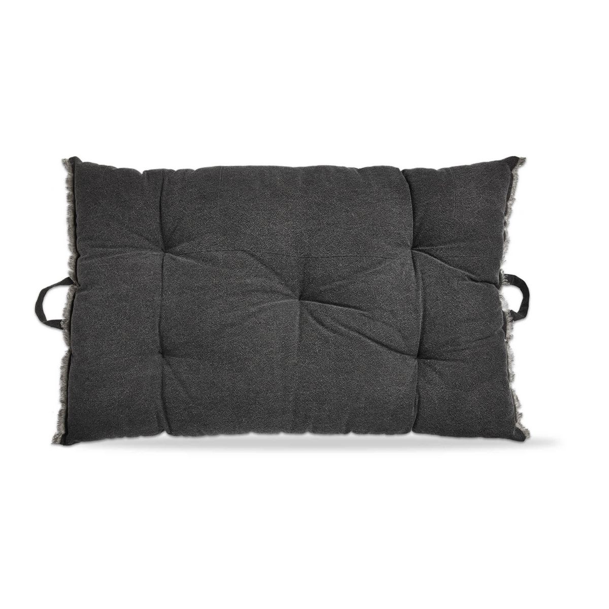 40"x26" Black Cotton Yarn Dyed Stone Wash with Handles Accent Decorative Throw Pillow Poly Filled Insert Rectangle Machine Washable