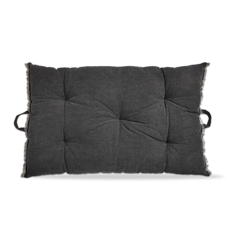 40"x26" Black Cotton Yarn Dyed Stone Wash with Handles Accent Decorative Throw Pillow Poly Filled Insert Rectangle Machine Washable
