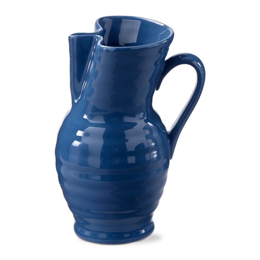 Garden Novelty Shaped Blue Glazed Stoneware Pitcher 64 oz.