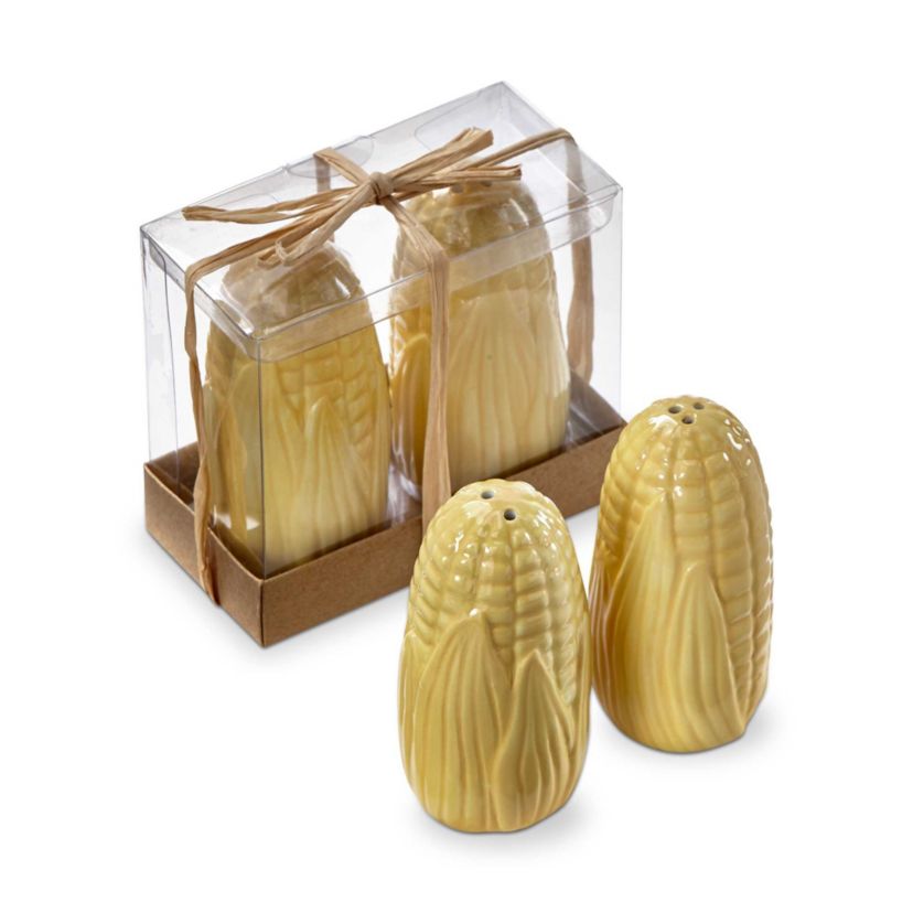 Corn on Cobb Shaped Ceramic Salt and Pepper Shakers 1.5L x1.5W x 3.5H