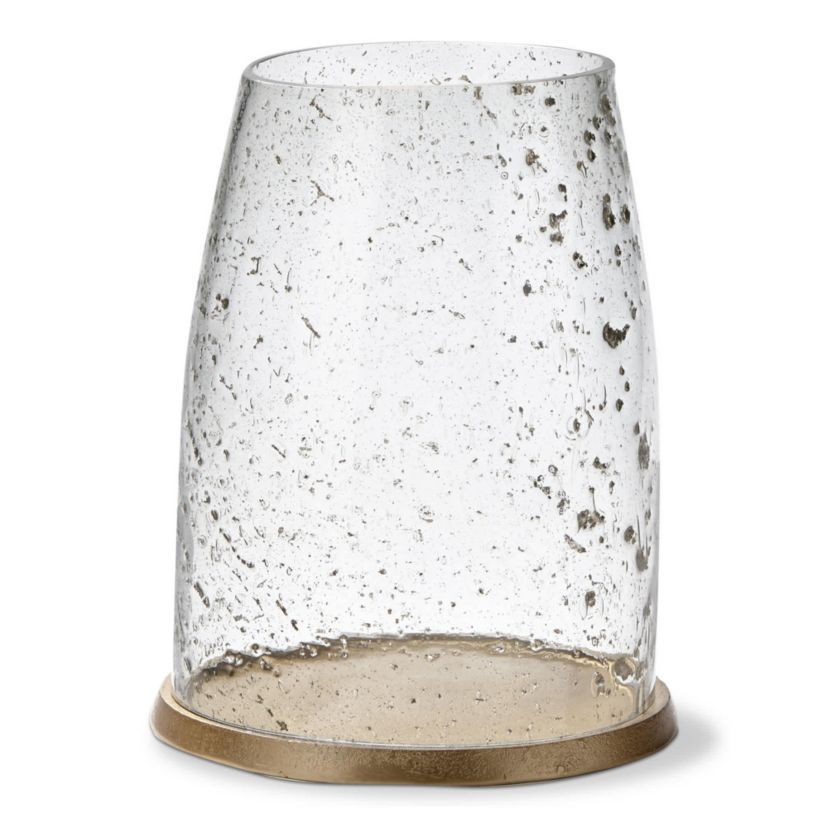 Pebble Clear Glass Hurricane Pillar Candle Holder Large 8.0L x 8.0W x 10.8H Inches
