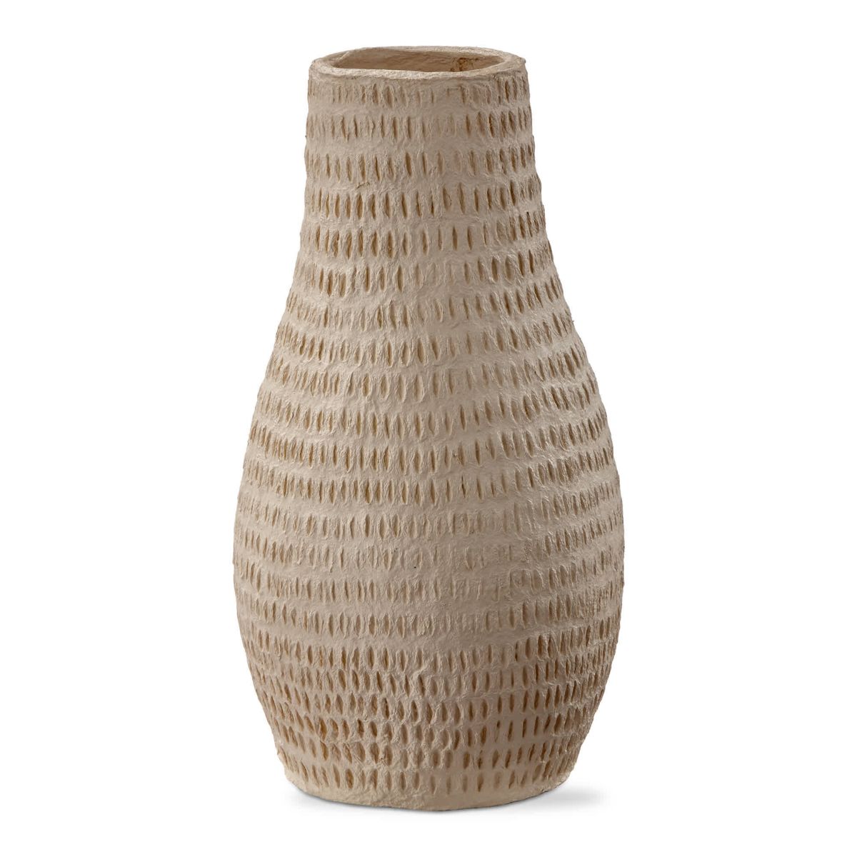 Paper Mache Cream Decorative Indoor Vase 6.0L x 6.0W x 10.5H inches