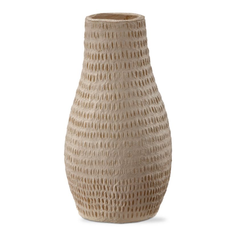 Paper Mache Cream Decorative Indoor Vase 6.0L x 6.0W x 10.5H inches
