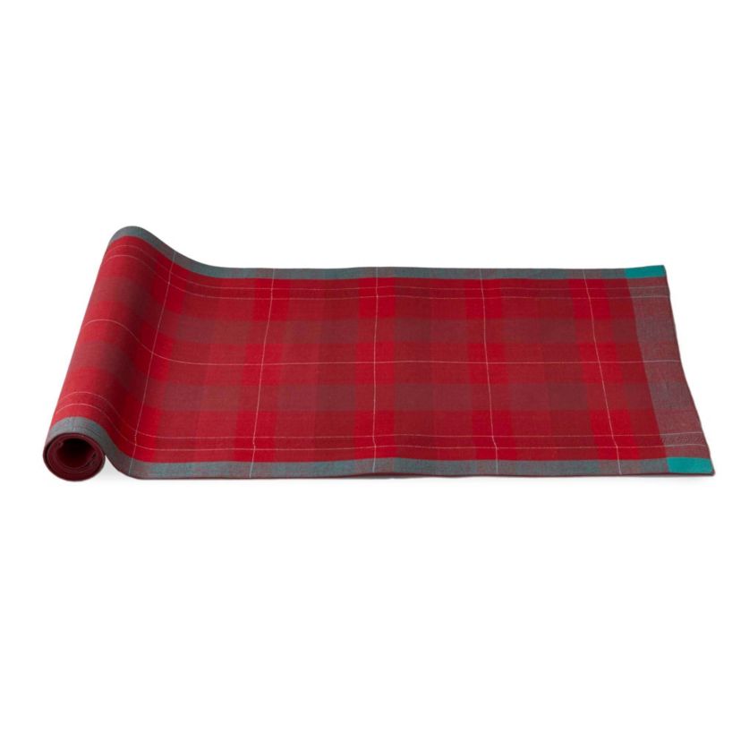20.5" x 72" Joyous Plaid Red & Green Christmas Table Runner XMAS Festive Winter Holidays Dining Dinner Kitchen Table Tabletop Tablerunner Decor Decoration