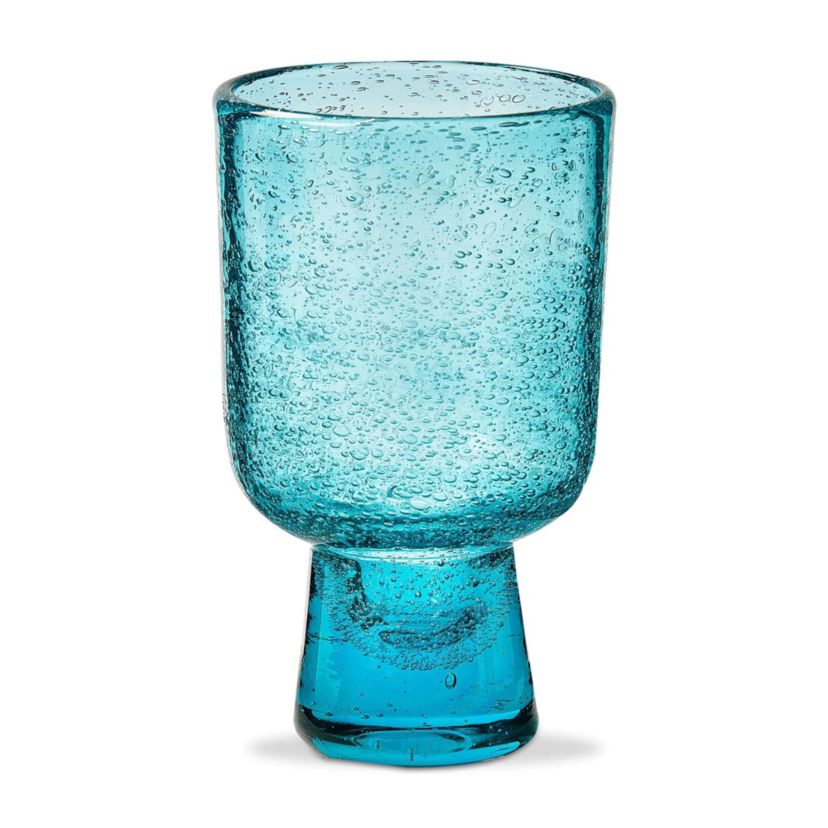 Bubble Glass Footed All Purpose Aqua