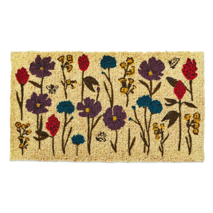 Tag 16" x 26"  Bee Flowers Coir Mat Rectangle Indoor and Outdoor Coir Door Welcome Mat