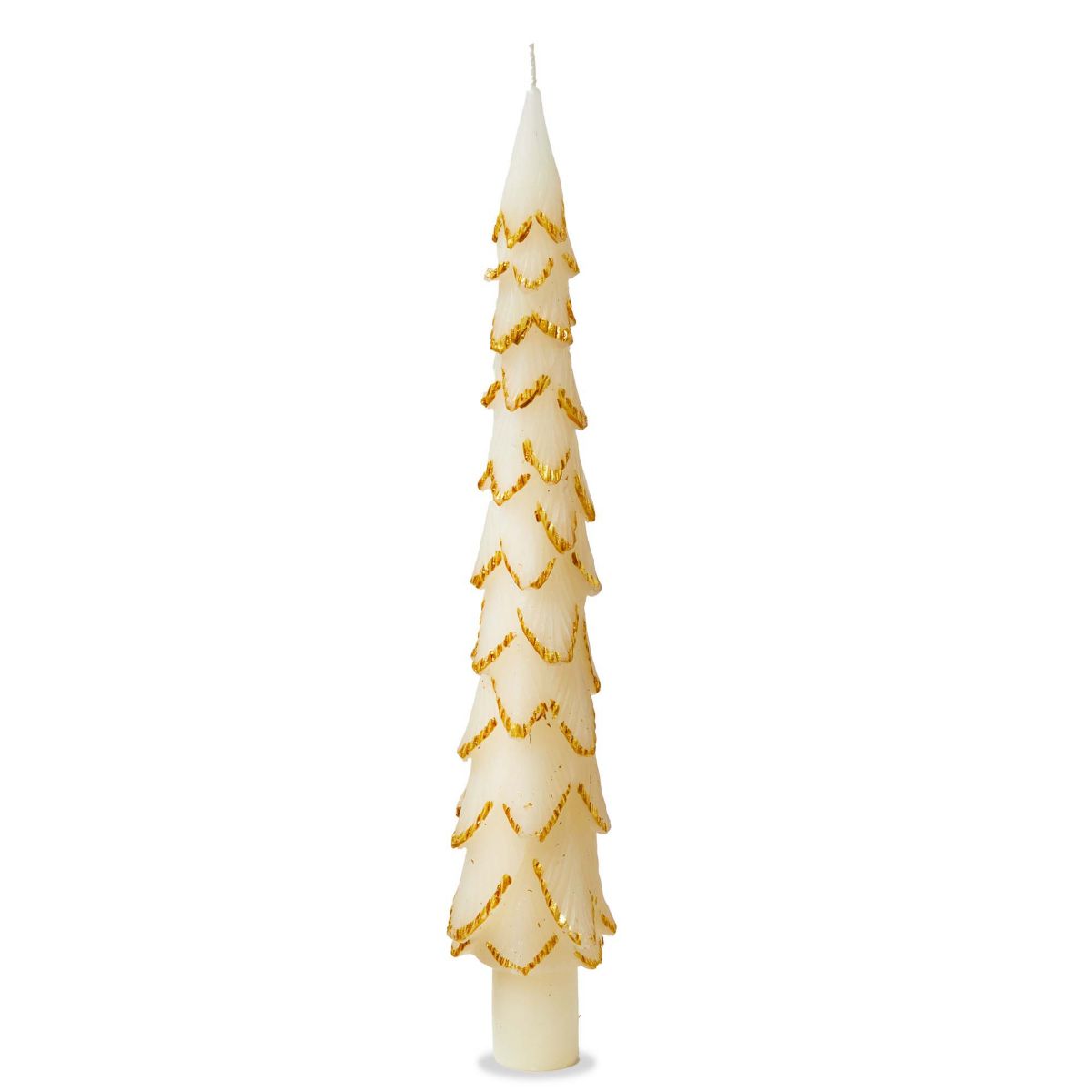 Tag Gilded Pine Tree Taper Candle S/2 Ivory