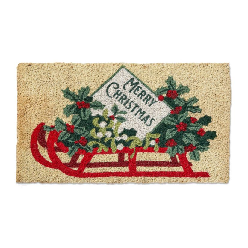 Tag Merry Christmas Sled Coir Mat
