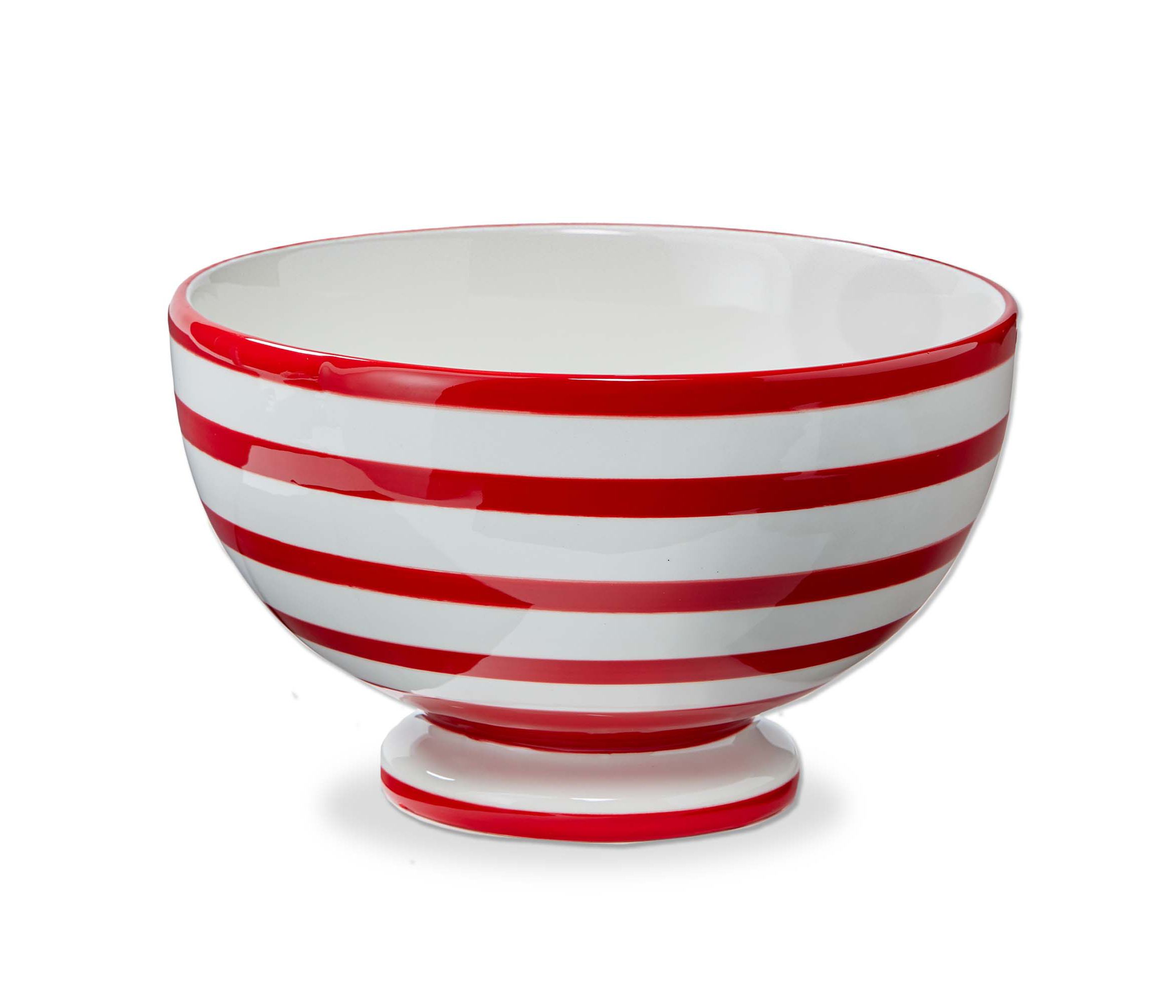Red Stripe Pedestal Bowl