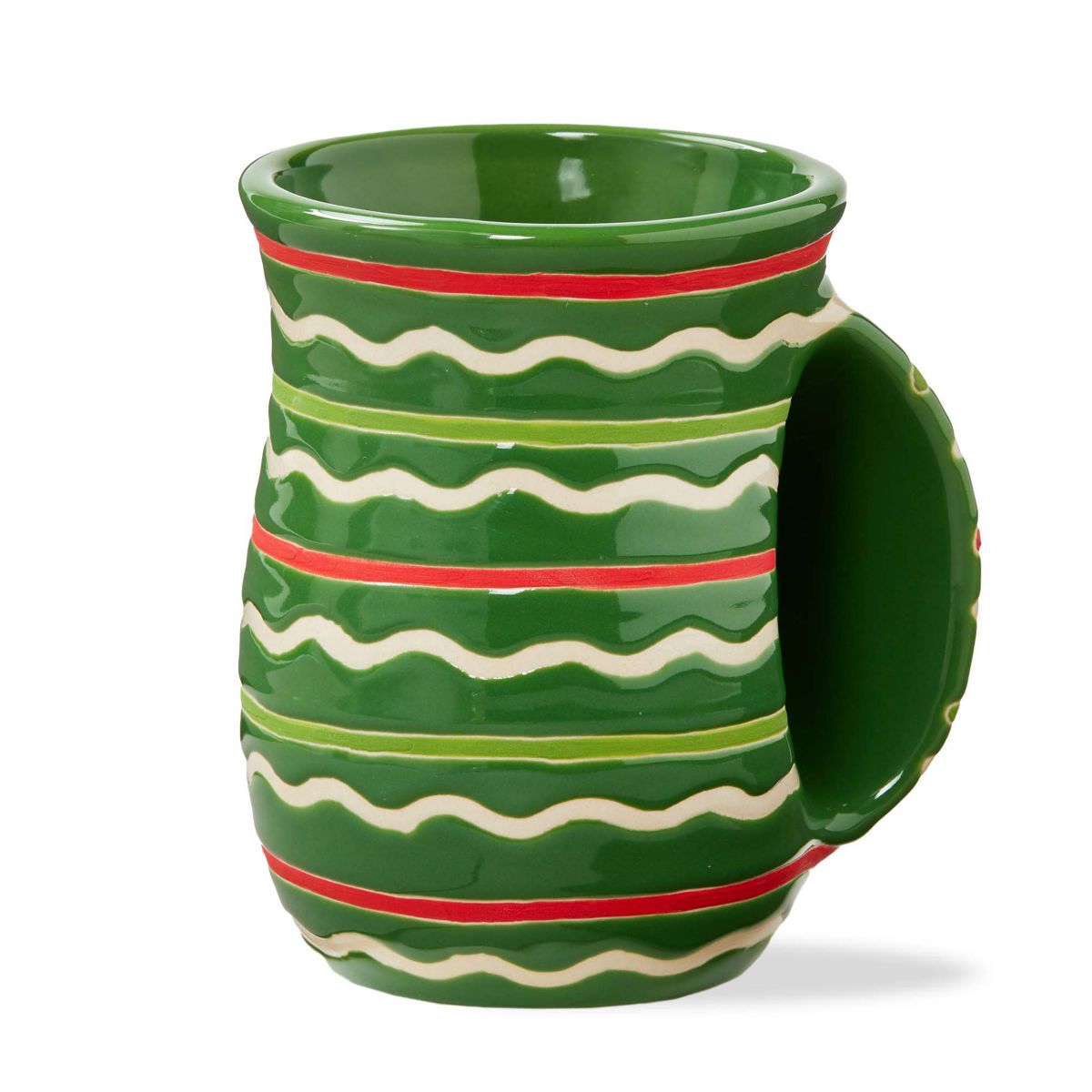 Festive Stripe Handwarmer Mug Green Mlti