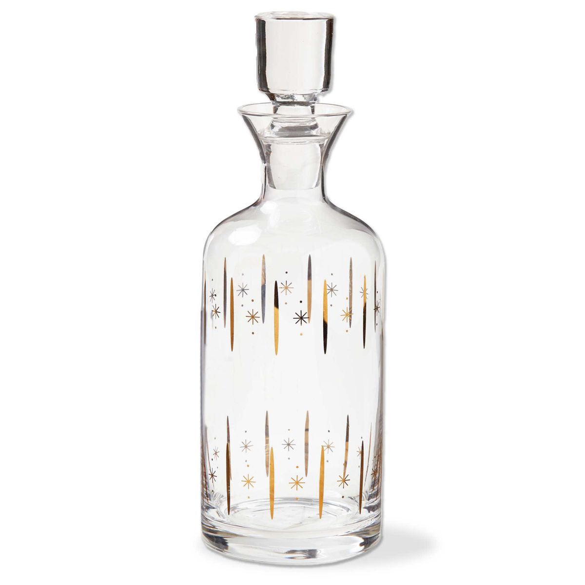 Starlight Gold Glass Decanter 42oz Beverage Server for Bar Christmas Decor 4x4x11.5 Hand Wash Only