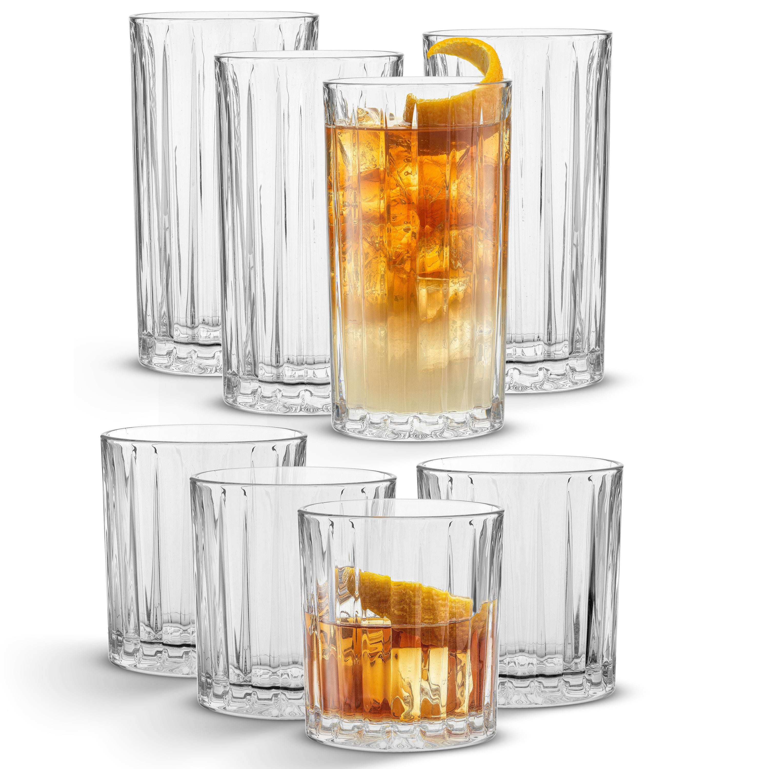 Alina Ribbed Glass Drinkware Set (Set of 8)