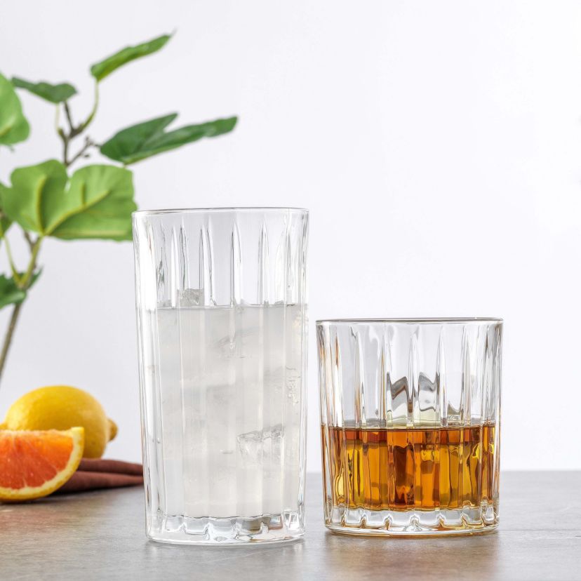 Alina Ribbed Glass Drinkware Set (Set of 8)