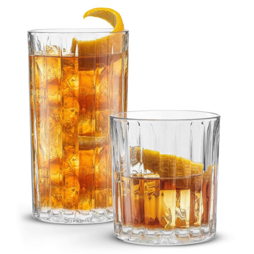Alina Ribbed Glass Drinkware Set (Set of 8)