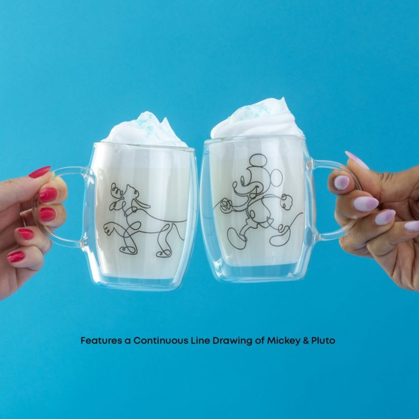 Disney Mickey and Pluto Aroma Glass Mugs (Set of 2)