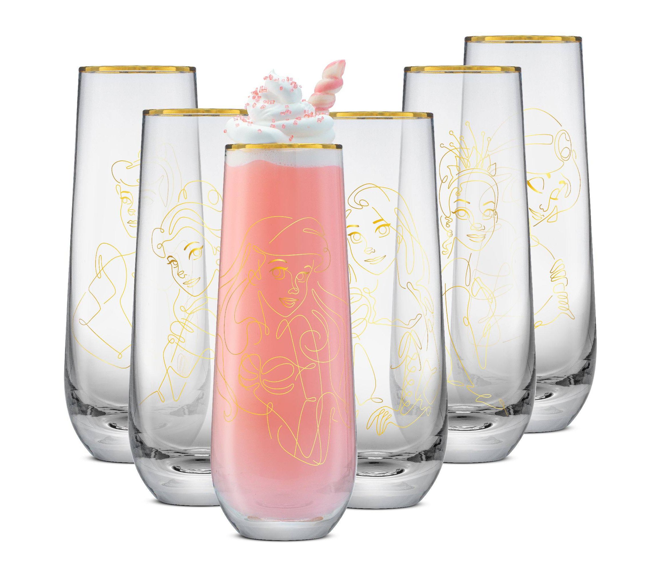 Disney Princess Sketch Stemless Flutes (Set of 6)